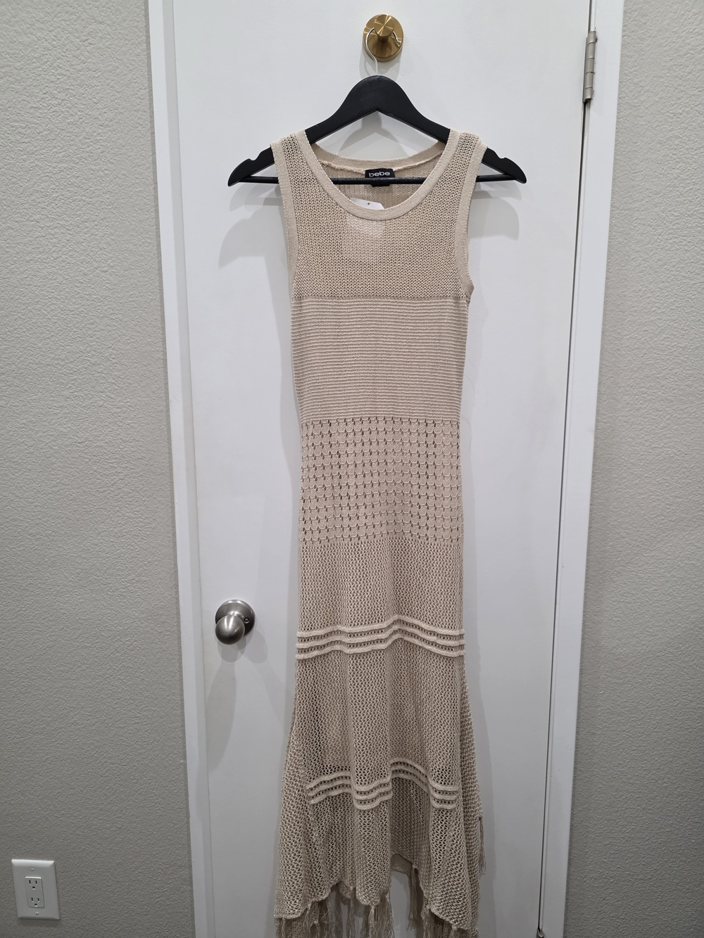 Bebe Beige Knit Maxi Dress